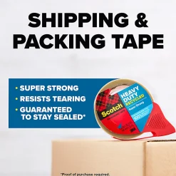 Scotch Heavy Duty Packaging Tape 7750S-RD-12GC, 1.88 in x 38.3 yd (48 mm x 35 m)