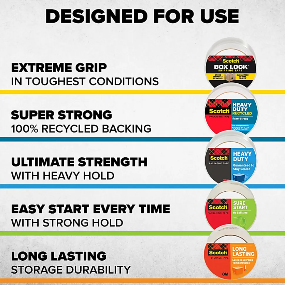 Scotch® Heavy Duty Recycled Packaging Tape 7750-6, 1.88 in x 54.6 yd (48 mm x 50 m), 6 pack
