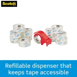Scotch® Heavy Duty Shipping Packing Tape, 12 Tape Rolls with 1 Dispenser, 1 7/8x 54.6 yd, 1