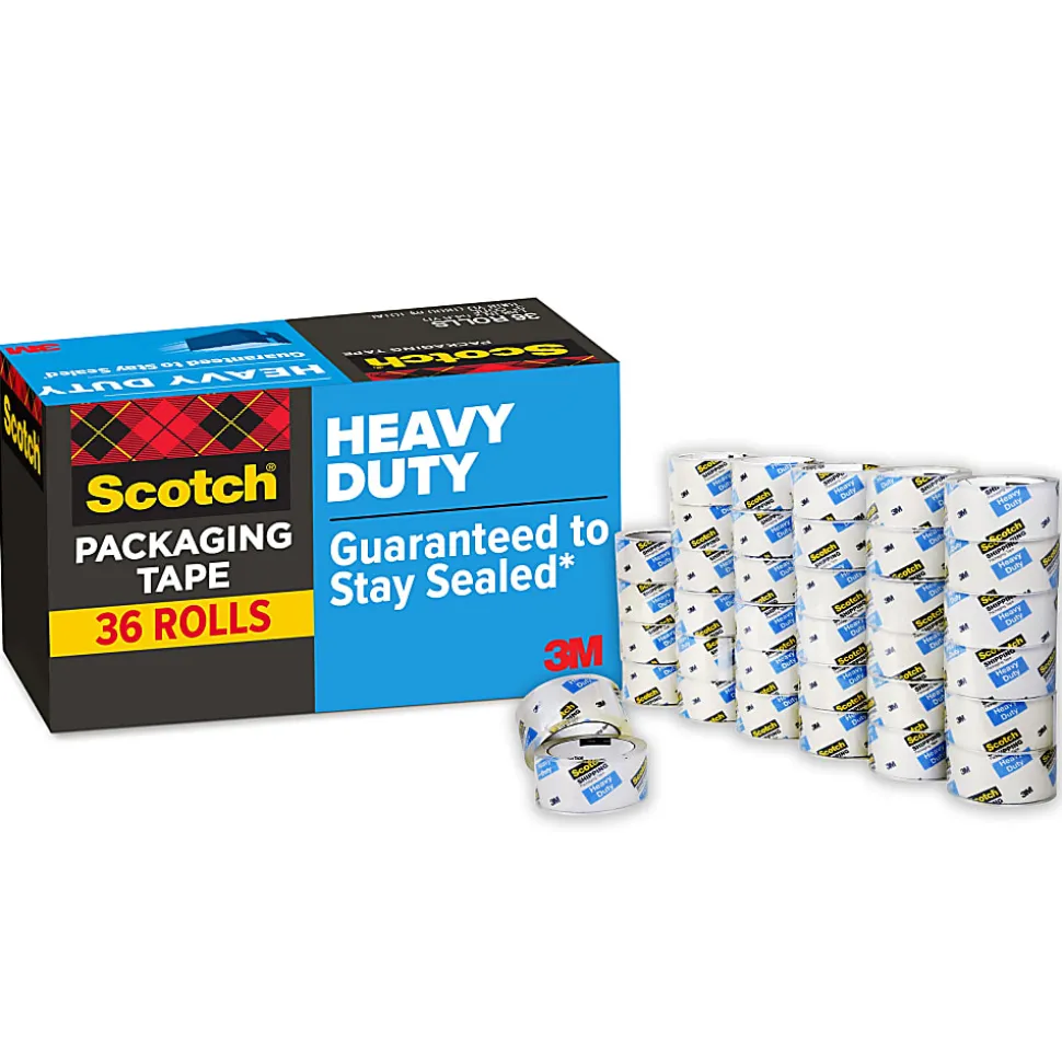 Scotch® Heavy Duty Shipping Packing Tape, 18 Tape Rolls with Dispensers, 1-7/8" x 22.2 Yd., 1.5" Core, Clear