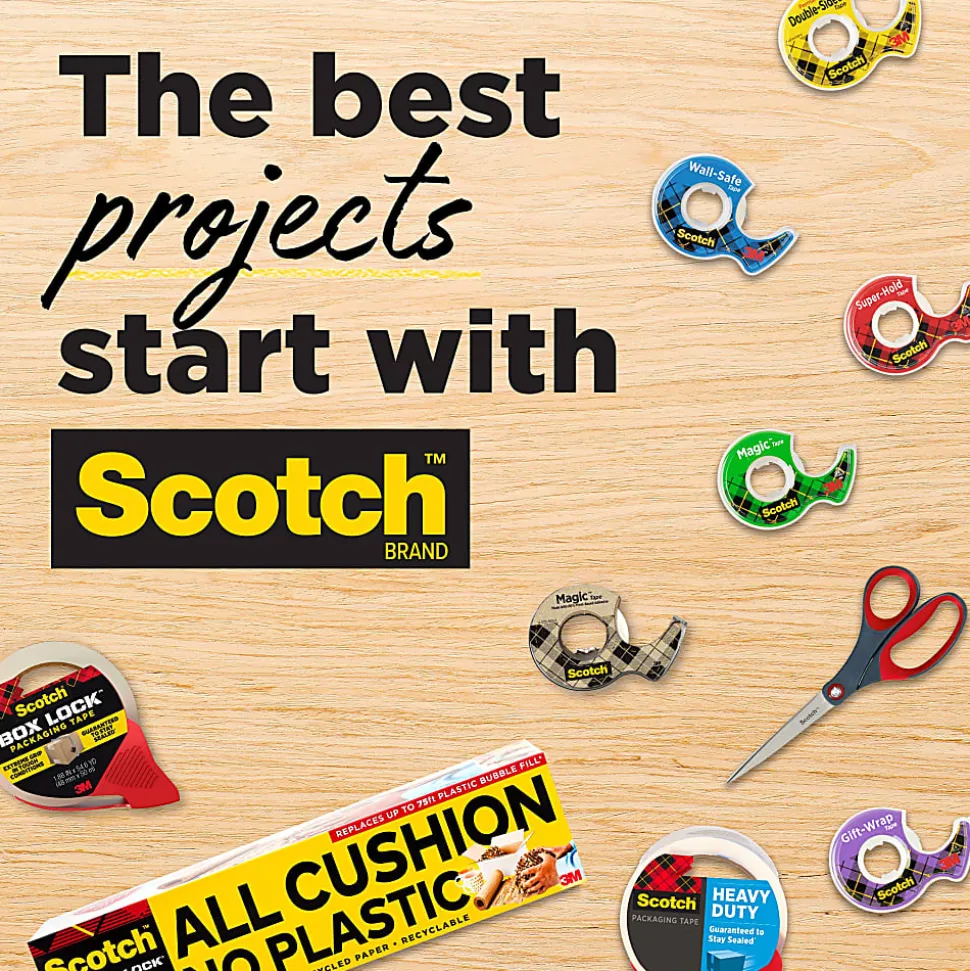 Scotch® Heavy Duty Shipping Packing Tape, 18 Tape Rolls with Dispensers, 1-7/8" x 22.2 Yd., 1.5" Core, Clear