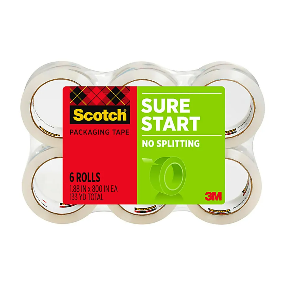 Scotch® 3500 High-Performance Packaging Tape Refill Rolls, 3" Core, 1-7/8" x 54-5/8 Yd., Clear, Pack Of 6