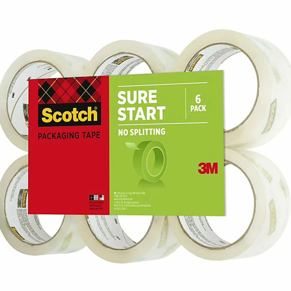 Scotch® 3500 High-Performance Packaging Tape Refill Rolls, 3" Core, 1-7/8" x 54-5/8 Yd., Clear, Pack Of 6