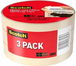 Scotch® Home and Office Masking Tape, 3 Tape Rolls, 3/4 in x 60 yd, 3