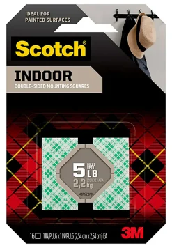Scotch® Indoor Double-Sided Mounting Squares , 1 in x 1 in (2.54 cm x 2.54 cm), 16/pk
