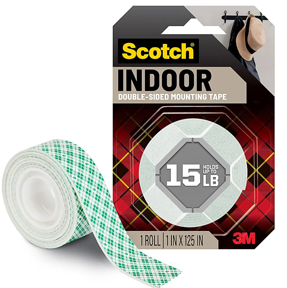 Scotch® Indoor Double-Sided Mounting Tape , 1 in x 125 in (2.54 cm x 3.17 m)