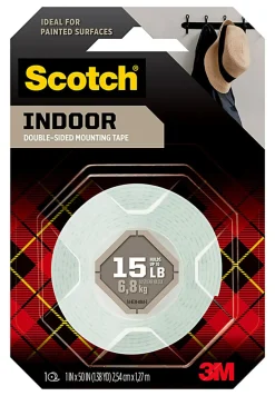 Scotch® Indoor Double-Sided Mounting Tape , 1 in x 50 in (2.54 cm x 1.27 m)