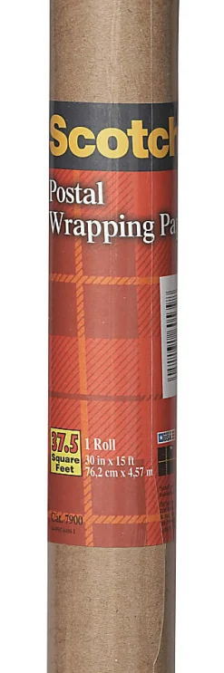 Scotch® Kraft Postal Wrap, #60, 30" x 15', Brown