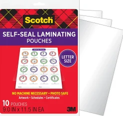 Scotch® Laminating Pouches, 9 in x 11-1/2 in, 10 Laminating Sheets, Clear
