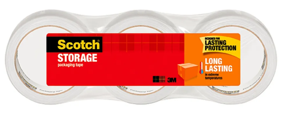 Scotch Long Lasting Storage Packaging Tape - 54.60 yd Length x 1.88" Width x 2.4 mil Thickness - 3" Core - Clear - Acrylic - 3 Roll
