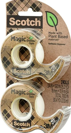 Scotch Magic Greener Tape 0.75 in x 550 in, 2 Dispensers, 2 Rolls/Pack