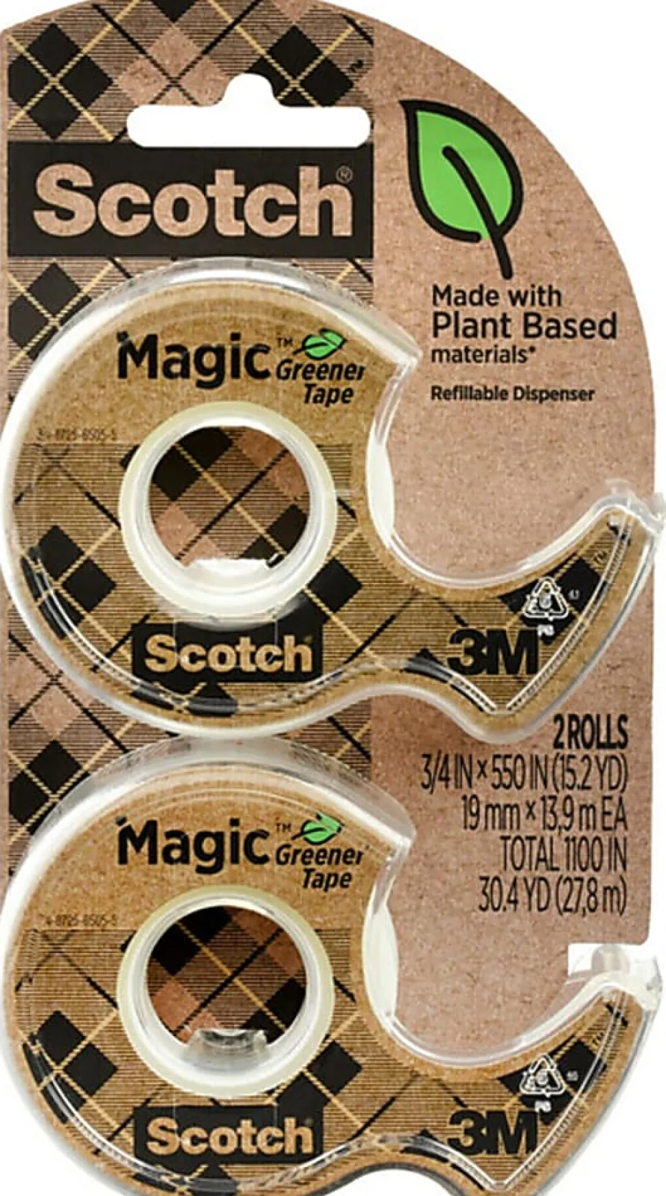 Scotch Magic Greener Tape 0.75 in x 550 in, 2 Dispensers, 2 Rolls/Pack