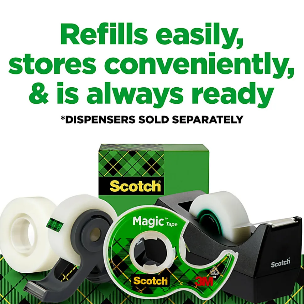 Scotch® Magic™ Tape, Invisible, 3/4 in. x 1000 in., 4 Tape Rolls, Clear, School Supplies and College Essentials for Students and Teachers