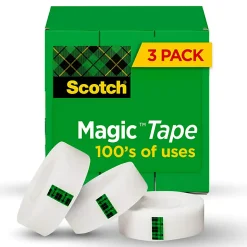 Scotch® Magic™ Tape, Invisible, 3 Tape Rolls, 3/4 in x 1000 in, Home Office Supplies and School Supplies for College and Classrooms