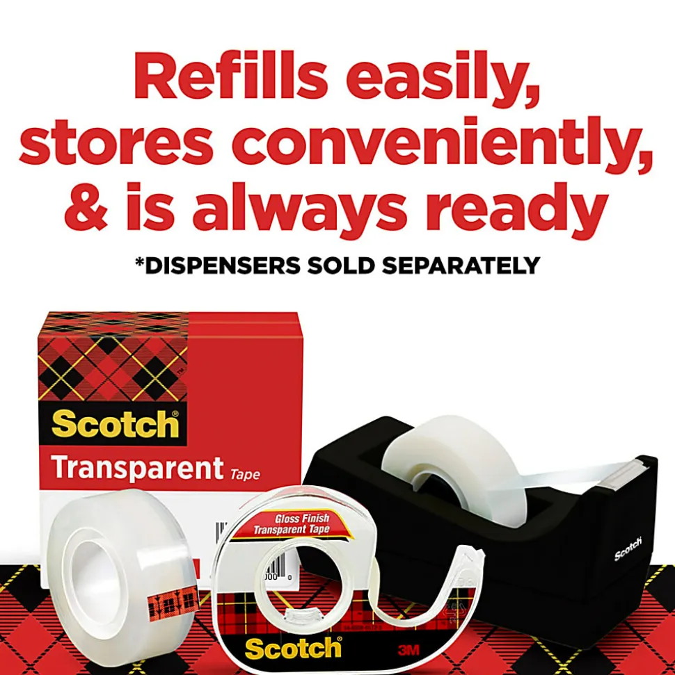 Scotch® Magic™ Tape with Dispenser, Invisible, 3/4 in. x 1000 in.,12 Tape Rolls, Clear, School Supplies and College Essentials for Students