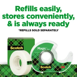 Scotch® Magic™ Tape with Dispenser, Invisible, 3/4 in. x 650 in., 6 Tape Rolls, Clear, School Supplies and College Essentials for Students, 6122