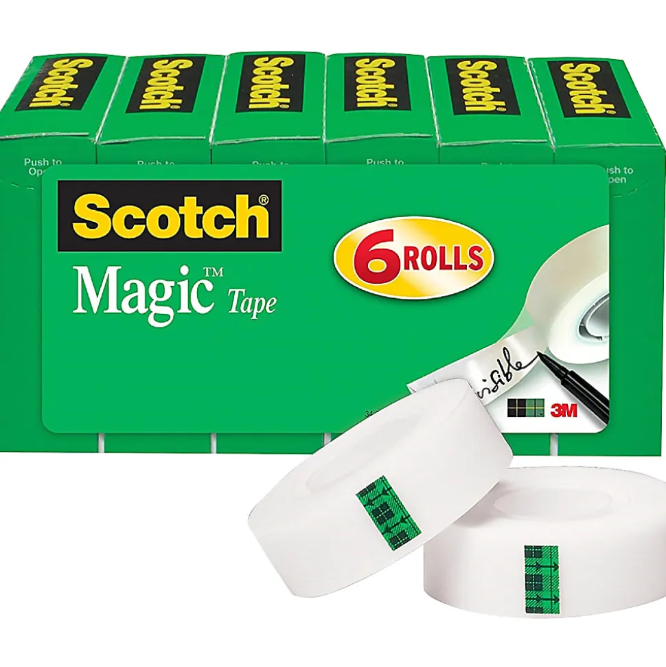 Scotch® Magic™ Tape, 0.75" x 83.34', Transparent, Pack Of 12 Rolls