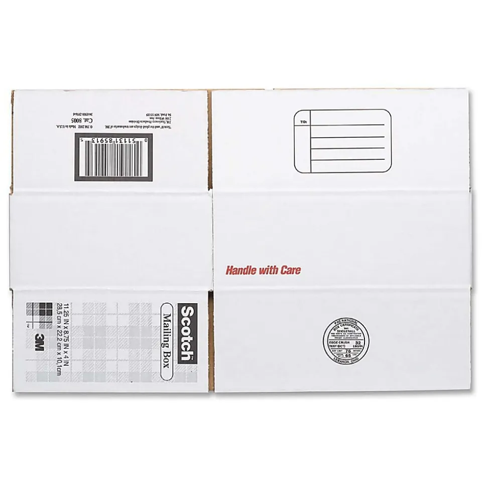 Scotch® Mailing Box, 11 1/4" x 8 3/4" x 4", White