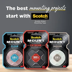 Scotch Mount Extreme Double-Sided Mounting Tape, Black, 1 in x 60 in, 3 Pack