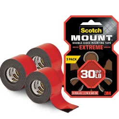 Scotch Mount Extreme Double-Sided Mounting Tape, Black, 1 in x 60 in, 3 Pack