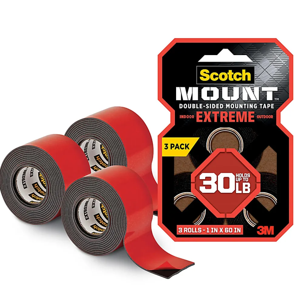 Scotch Mount Extreme Double-Sided Mounting Tape, Black, 1 in x 60 in, 3 Pack