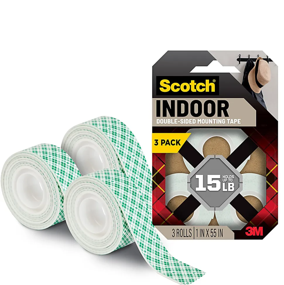 Scotch-Mount™ Indoor Double-Sided Mounting Tape , 1 in x 55 in (2.54 cm x 1.39 m), 3 Pack