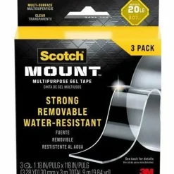 Scotch-Mountâ„¢ Multipurpose Gel Tape , 30 mm x 3 m (1.18 in x 118 in), 3 Pack