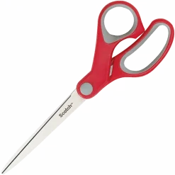 Scotch® Multipurpose Scissors, 8", Pointed, Gray/Red