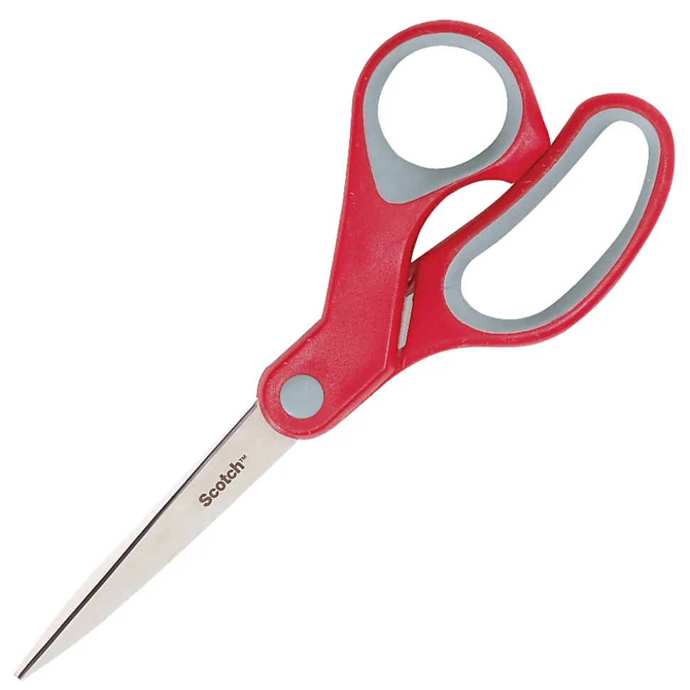 Scotch® Multipurpose Scissors, 7", Pointed, Gray/Red
