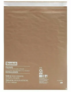 Scotch® Padded Mailers, Size 6, 12-1/2" x 17-1/2", Kraft, Pack Of 25 Mailers
