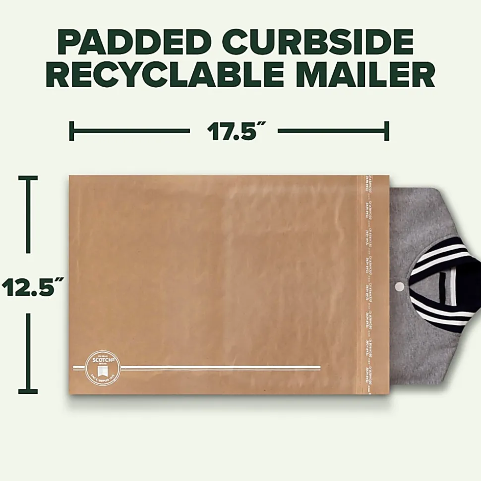 Scotch® Padded Mailers, Size 6, 12-1/2" x 17-1/2", Kraft, Pack Of 25 Mailers