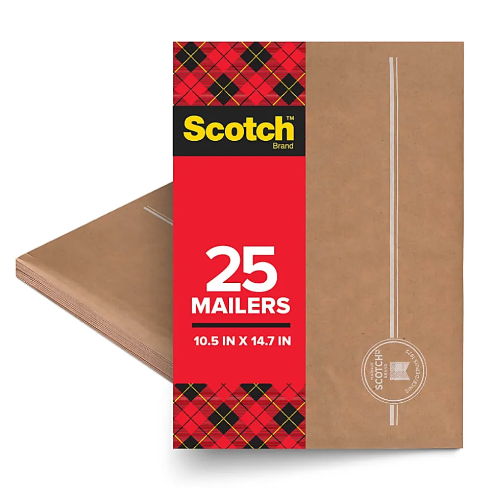 Scotch® Padded Mailers, Size 5, 10-1/2" x 14-3/4", Kraft, Pack Of 25 Mailers