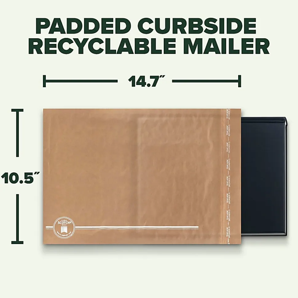 Scotch® Padded Mailers, Size 5, 10-1/2" x 14-3/4", Kraft, Pack Of 25 Mailers