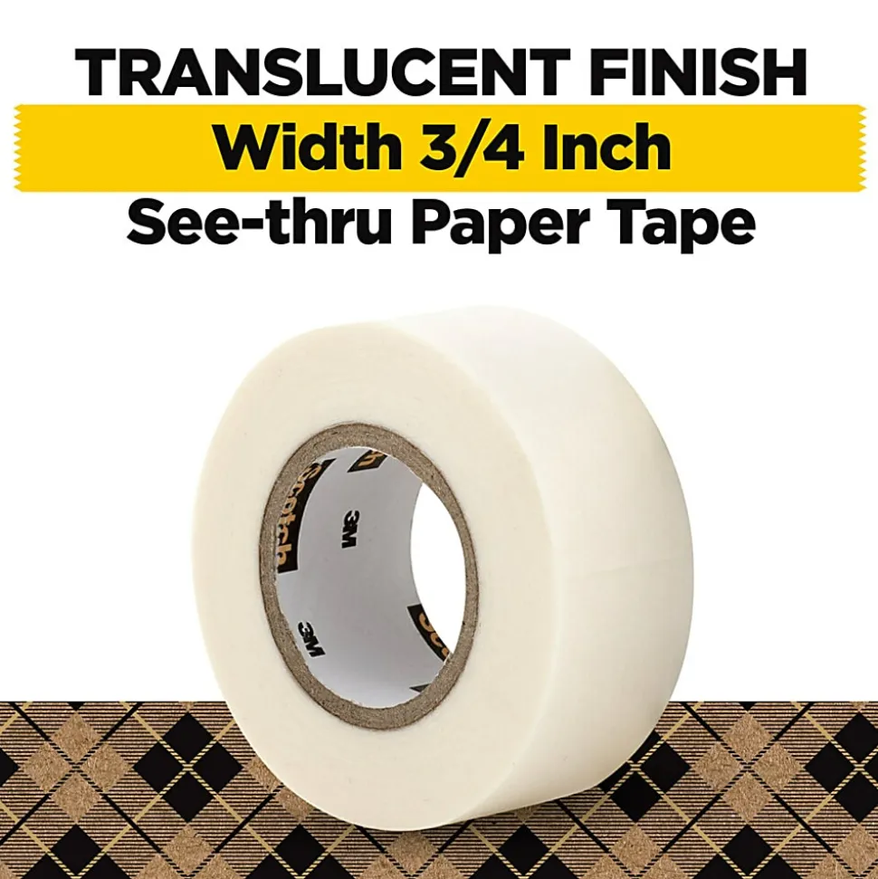 Scotch Paper Tape, See-through Paper Tape , 0.75 in x 600 in, 2 Rolls/Pack
