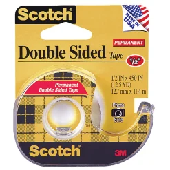 Scotch® 137 Photo-Safe Double-Sided Tape In Dispenser, 1/2" x 450", Clear