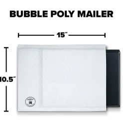 Scotch™ Poly Bubble Mailer, 10.5 x 15 in, 1 Pack, Large Size 5, Made with 50% Recycled Plastic