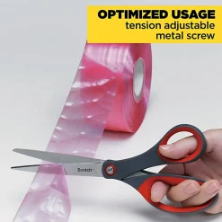 Scotch® Precision Scissors, 8", Pointed, Gray/Red