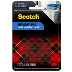 Scotch® Removable Clear Double-Sided Mounting Squares , 11/16 in x 11/16 in (1.7 cm x 1.7 cm)