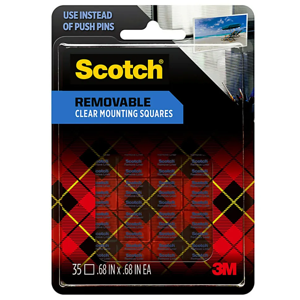 Scotch® Removable Clear Double-Sided Mounting Squares , 11/16 in x 11/16 in (1.7 cm x 1.7 cm)