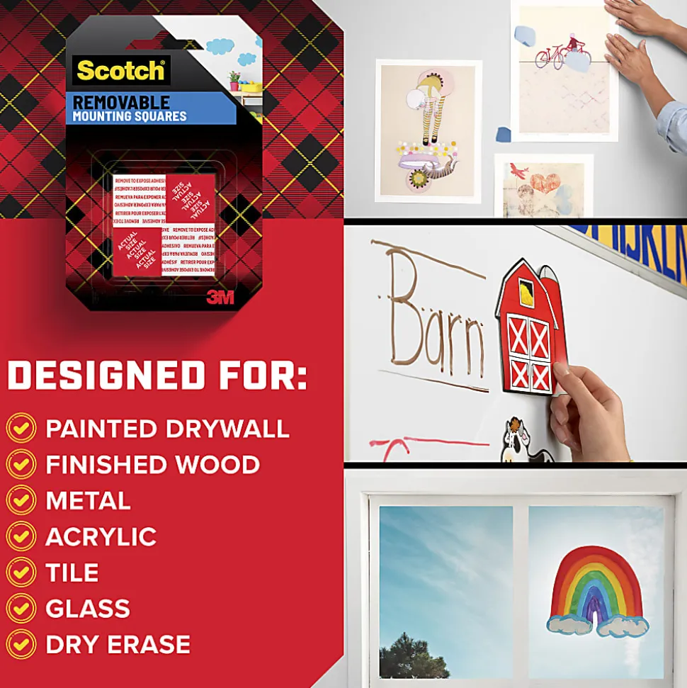 Scotch® Removable Double-Sided Mounting Squares , 0.45 in x 0.45 in (1.14 cm x 1.14 cm) 432/pk