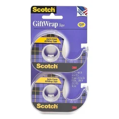 Scotch® Satin Gift Wrap Transparent Tape, 2 Tape Rolls, 3/4 in x 600 in, Holiday Gift Wrapping for Christmas Presents and Gift Bags