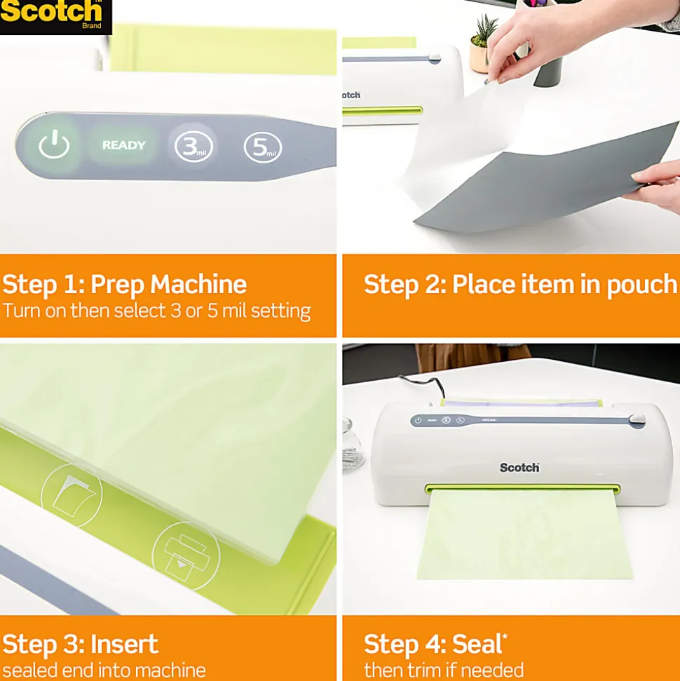 Scotch® Self-Seal Laminating Pouches, 8-1/2" x 11", Clear, Pack of 10 Laminating Sheets