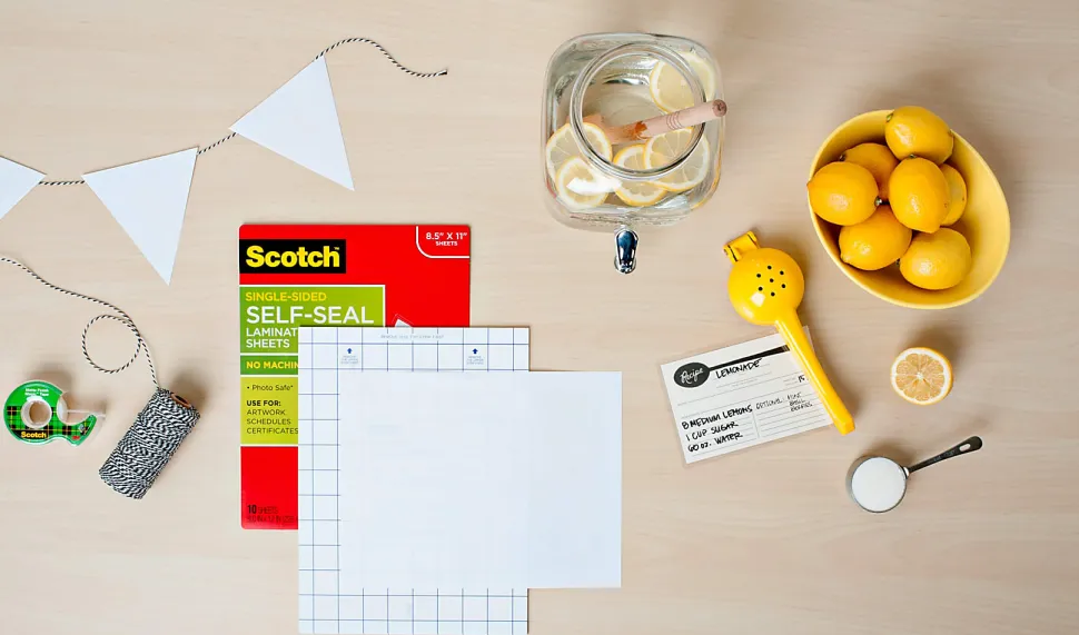 Scotch® Self-Seal Laminating Pouches, 8-1/2" x 11", Clear, Pack of 10 Laminating Sheets