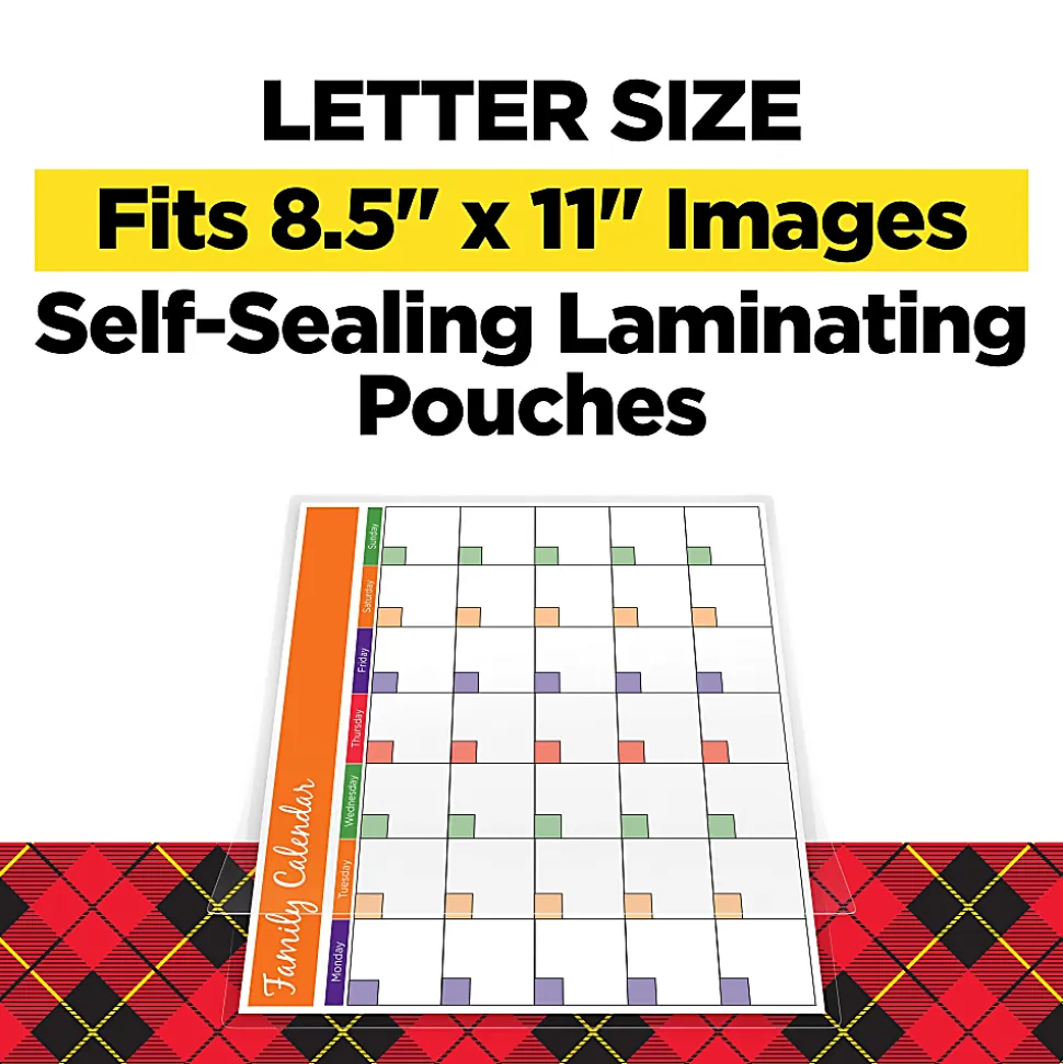 Scotch® Self-Seal Laminating Pouches, Fits Letter Size (9" x 11.5 in.) Paper, 25-PK