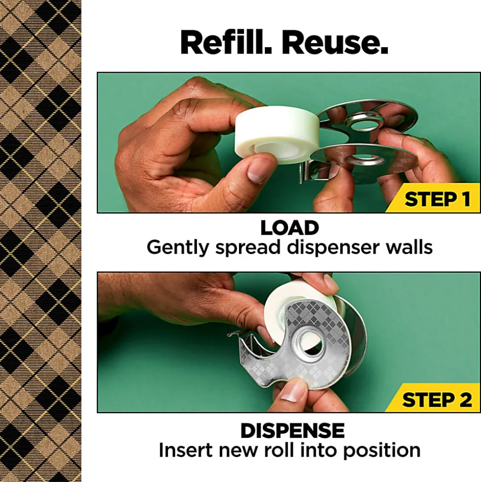 Scotch® Stainless Steel Dispenser Starter Pack with Magic™ Tape , 0.75 in x 550 in, 2 Roll/Pack