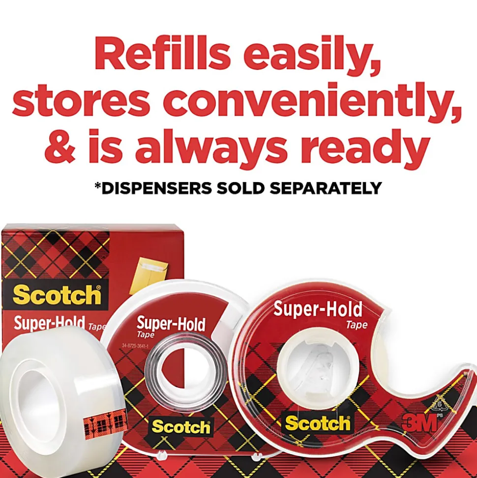 Scotch Super-Hold Tape, 3/4 in x 800 in, Clear, 3/Pack