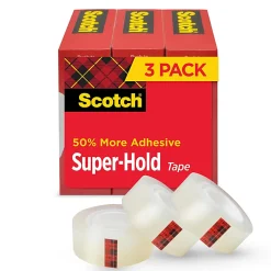 Scotch Super-Hold Tape, 3/4 in x 800 in, Clear, 3/Pack