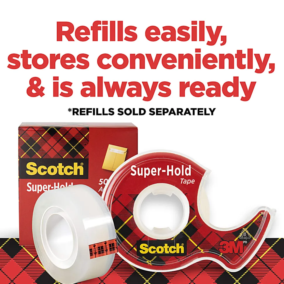 Scotch® Super-Hold Tape, With Handheld Dispenser, 0.75" x 18 Yd, Clear