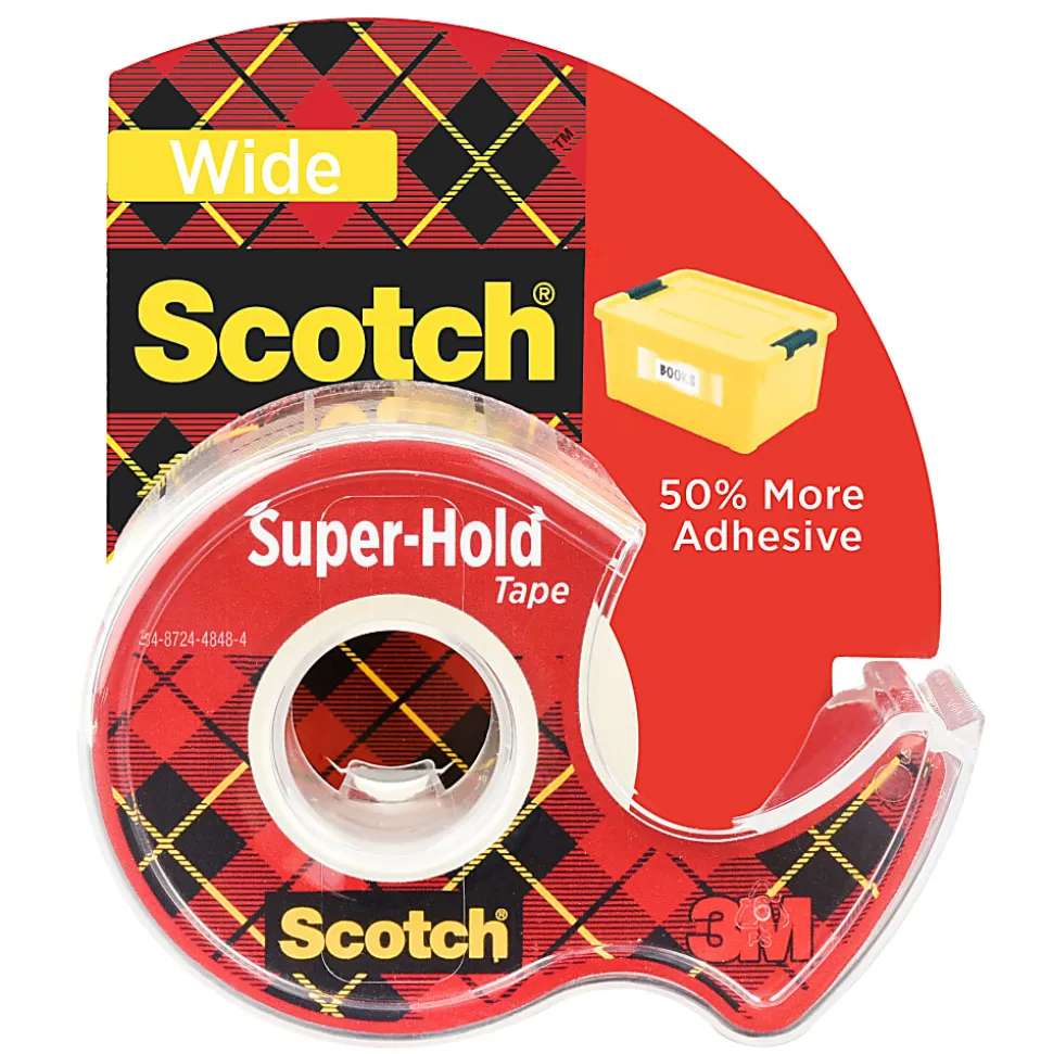 Scotch® Super-Hold Wide Tape With Dispenser, 1-1/2” x 650”, Clear
