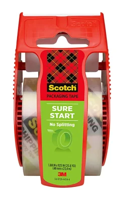 Scotch Sure Start Easy Unwind Packaging Tape, 22.20 Yd x 1.88"W x 2.6 mil x 1.50" Diameter, 1 1/2" Core, Clear, 1 Roll